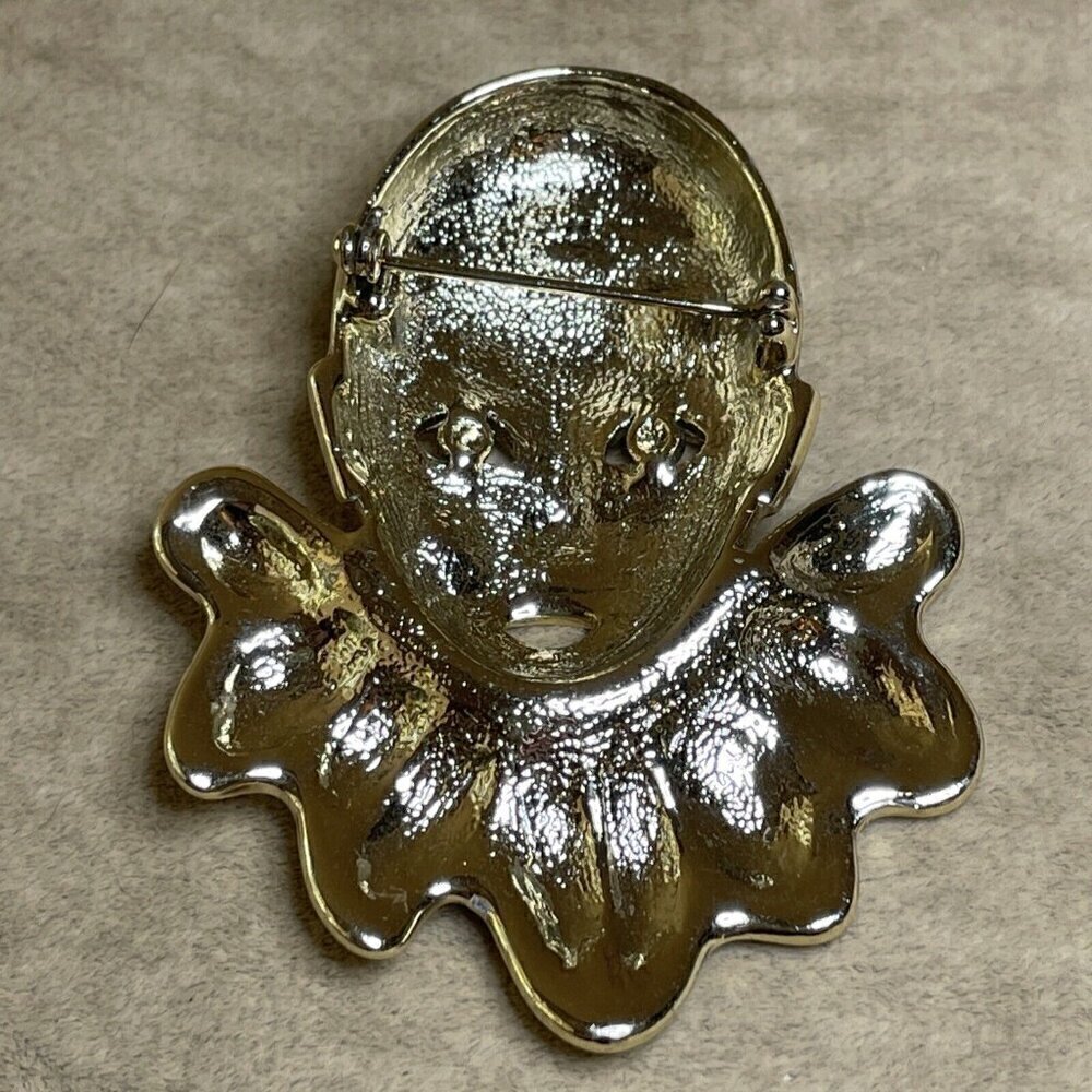 Vintage Gold Tone Harlequin Clown Brooch Pin 2.5" - Picture 4 of 4